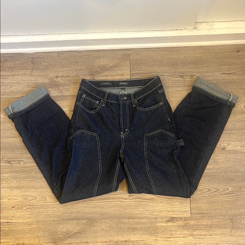 Dark Denim, High Waisted, Straight Jeans